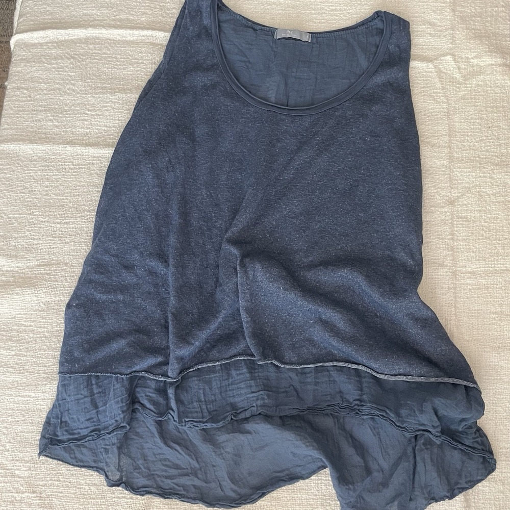 AM Basic Collection Blue‎ Sleeveless Layered Size Small Shirt Top Made in Italy